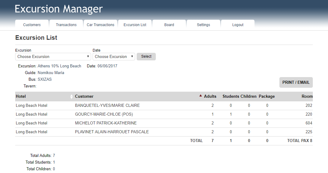 Excursion Management System